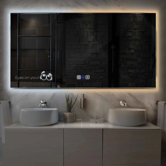 Horizontal LED Mirror | Touch Buttons | Anti-Fog Function | Adjustable Color Temperature - Reyze Motivated Series Model 8