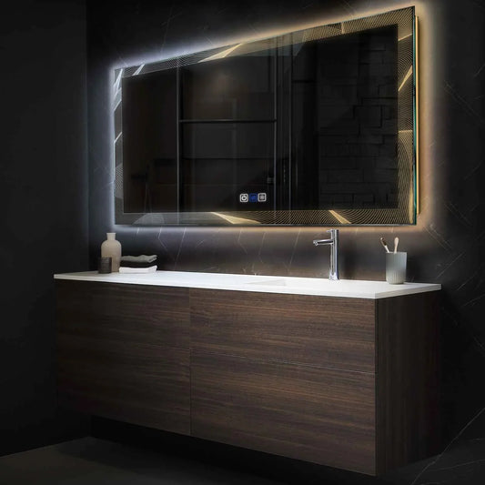 Horizontal LED Mirror | Touch Buttons | Anti-Fog Function | Adjustable Color Temperature - Reyze Simetria Series Model 2