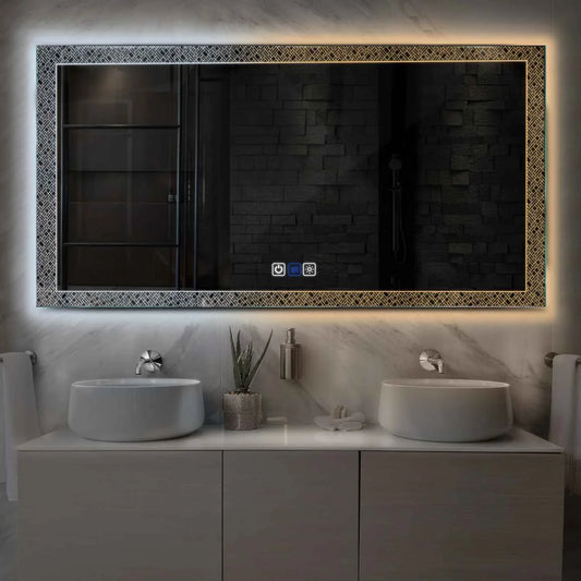 Horizontal LED Mirror | Touch Buttons | Anti-Fog Function | Adjustable Color Temperature - Reyze Simetria Series Model 5