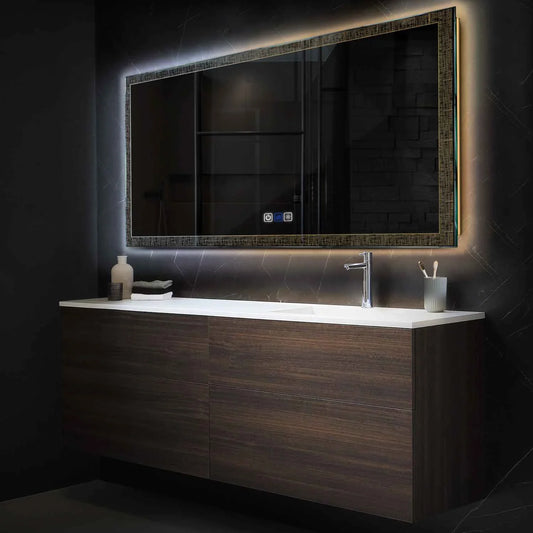 Horizontal LED Mirror | Touch Buttons | Anti-Fog Function | Adjustable Color Temperature - Reyze Simetria Series Model 6