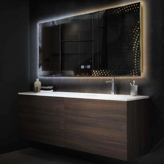 Horizontal LED Mirror | Touch Buttons | Anti-Fog Function | Adjustable Color Temperature - Reyze Simetria Series Model 8