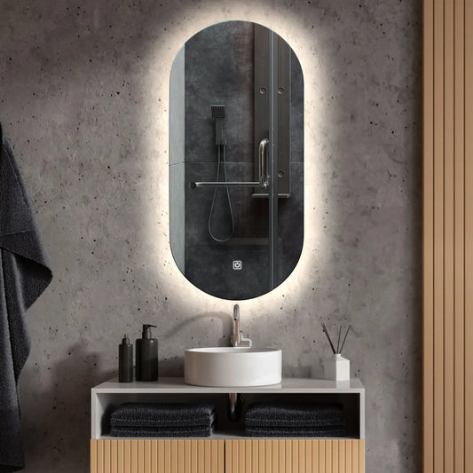 Oval LED Mirror | Touch Button | Neutral White Light - Reyze Ambient Series Model 1