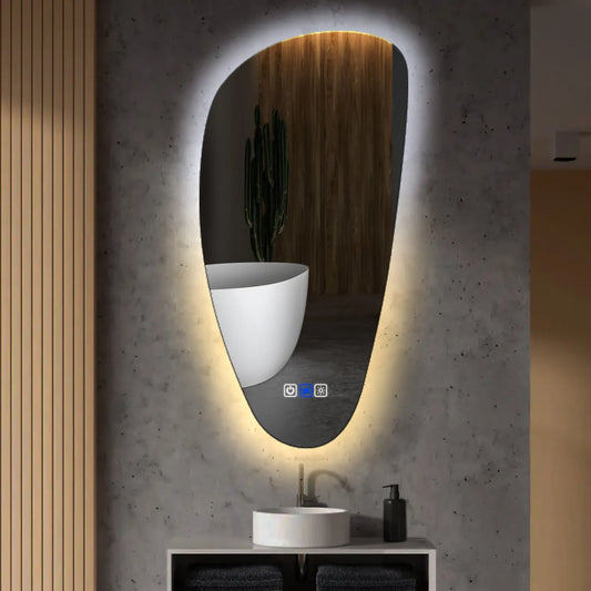 Irregular Vertical LED Mirror | Touch Buttons | Anti-Fog Function | Adjustable Color Temperature - Reyze Ambient Series Model 1