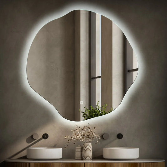 Irregular Oval LED Mirror | Touch Button | Cool White Light - Reyze Ambient Series Model 1
