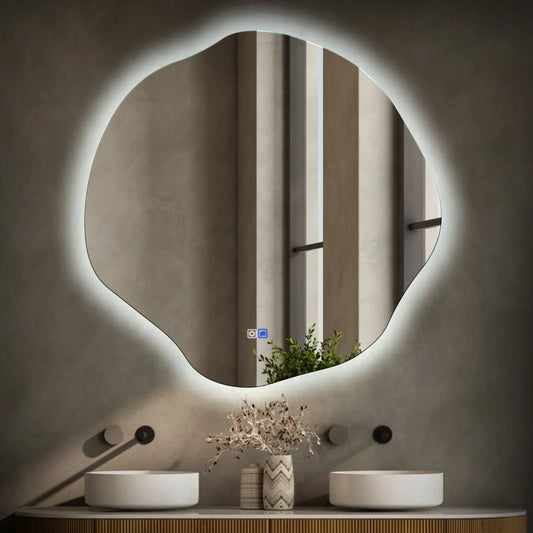 Irregular Oval LED Mirror | Touch Buttons | Anti-Fog Function | Cool White Light - Reyze Ambient Series Model 1