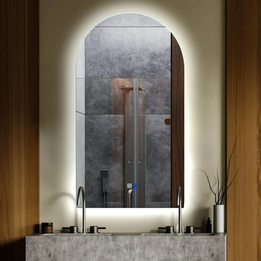 Semi-Oval 2 LED Mirror | Touch Buttons | Anti-Fog Function | Cool White Light - Reyze Ambient Series Model 1