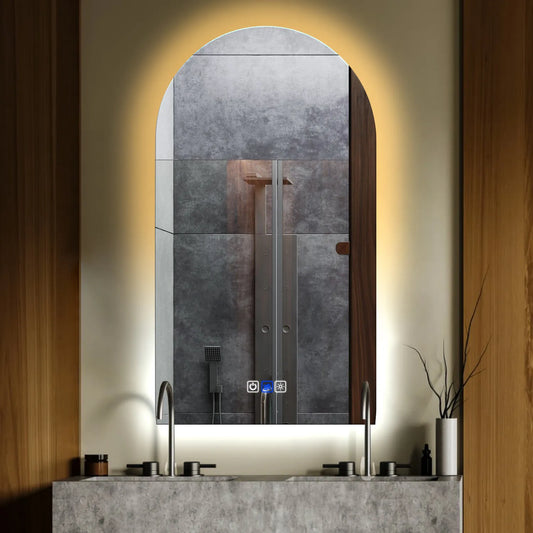 Semi-Oval 2 LED Mirror | Touch Buttons | Anti-Fog Function | Adjustable Color Temperature - Reyze Ambient Series Model 1