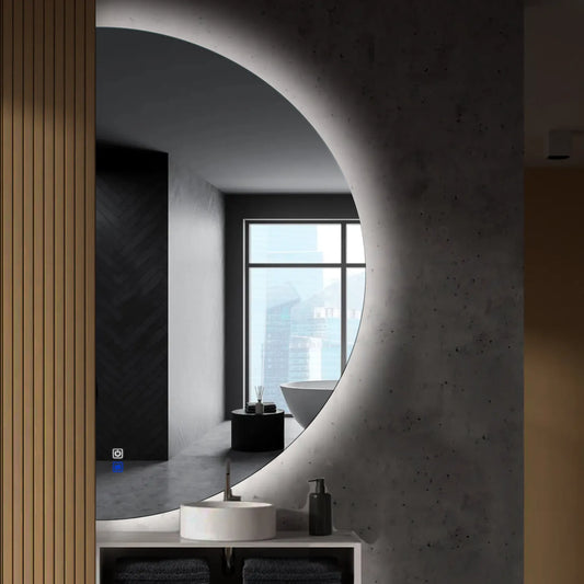 Crescent Moon LED Mirror | Touch Buttons | Anti-Fog Function | Cool White Light - Reyze Ambient Series Model 1 - Left Side