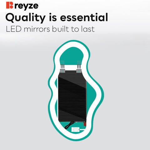 Irregular Horizontal LED Mirror | Touch Buttons | Anti-Fog Function | Warm White Light - Reyze Ambient Series Model 1 - Vertical