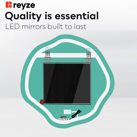 Irregular Oval LED Mirror | Touch Buttons | Anti-Fog Function | Neutral White Light - Reyze Ambient Series Model 1