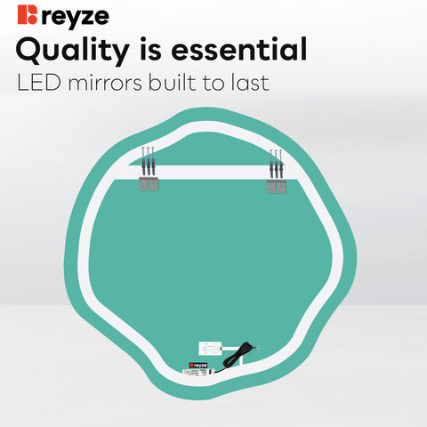 Irregular Oval LED Mirror | Touch Button | Cool White Light - Reyze Ambient Series Model 1