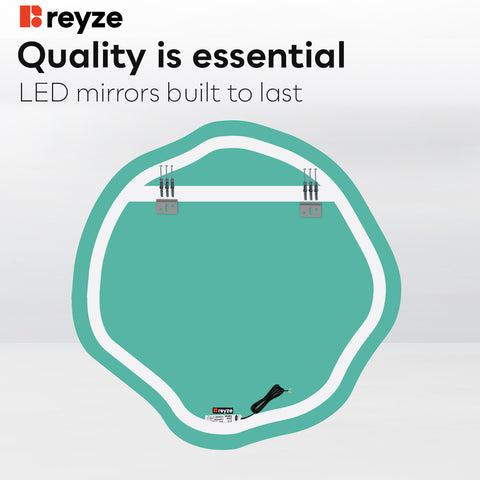 Irregular Oval LED Mirror | Wall Switch Control | Neutral White Light - Reyze Ambient Series Model 1
