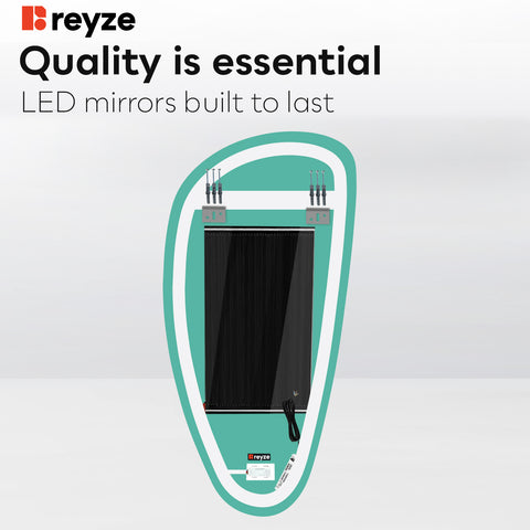 Irregular Vertical LED Mirror | Touch Buttons | Anti-Fog Function | Neutral White Light - Reyze Ambient Series Model 1