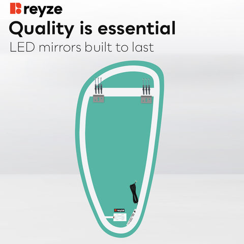 Irregular Vertical LED Mirror | Touch Button | Cool White Light - Reyze Ambient Series Model 1