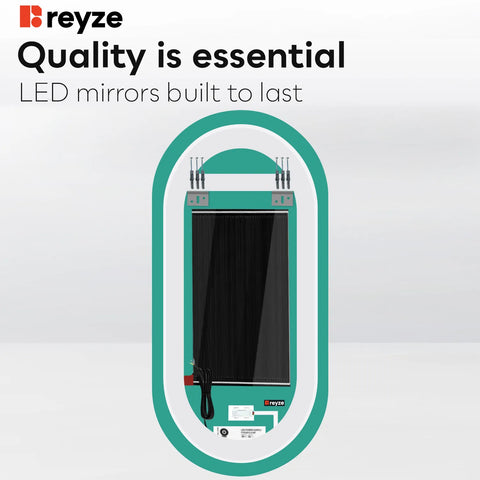 Oval LED Mirror | Touch Buttons | Anti-Fog Function | Neutral White Light - Reyze Salono Series Model 1