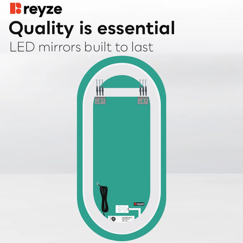 Oval LED Mirror | Touch Button | Cool White Light - Reyze Salono Series Model 1