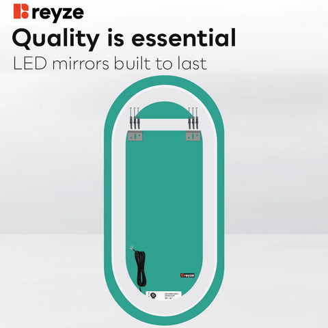 Oval LED Mirror | Wall Switch Control | Warm White Light - Reyze Salono Series Model 1