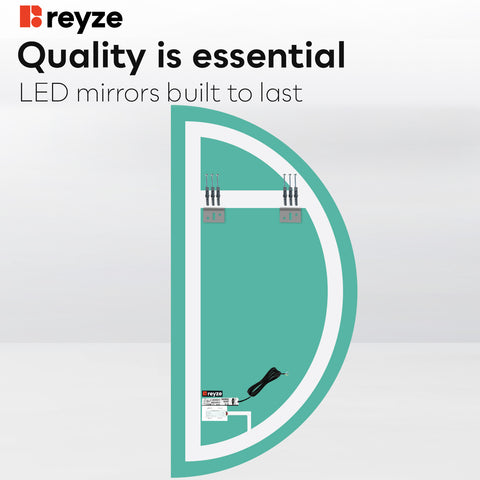 Crescent Moon LED Mirror | Touch Button | Cool White Light - Reyze Ambient Series Model 1 - Right Side