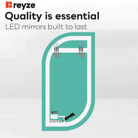 Semi-Oval 1 LED Mirror | Touch Button | Warm White Light - Reyze Salono Series Model 1