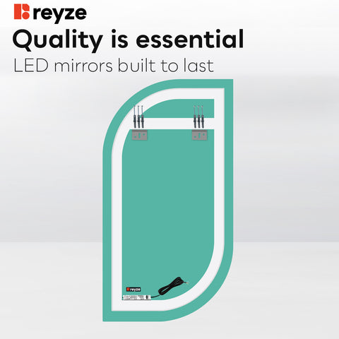Semi-Oval 1 LED Mirror | Wall Switch Control | Cool White Light - Reyze Ambient Series Model 1