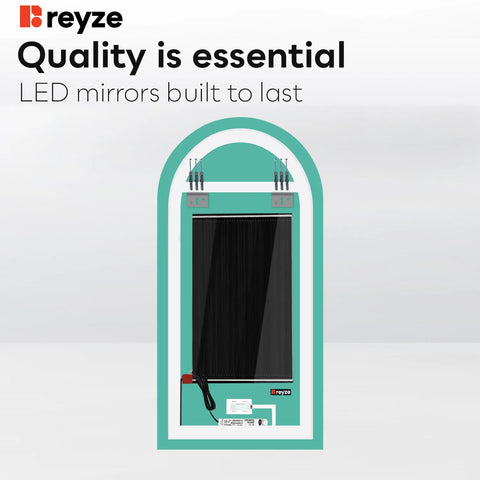 Semi-Oval 2 LED Mirror | Touch Buttons | Anti-Fog Function | Neutral White Light - Reyze Salono Series Model 1