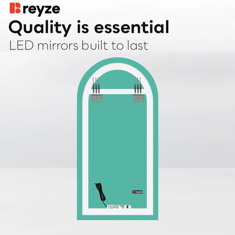 Semi-Oval 2 LED Mirror | Wall Switch Control | Warm White Light - Reyze Salono Series Model 1