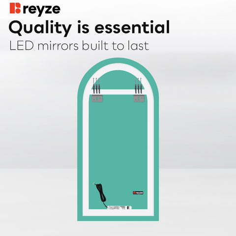 Semi-Oval 2 LED Mirror | Wall Switch Control | Warm White Light - Reyze Ambient Series Model 1