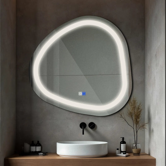 Irregular LED Mirror | Touch Buttons | Anti-Fog Function | Neutral White Light - Reyze Salono Series Model 1