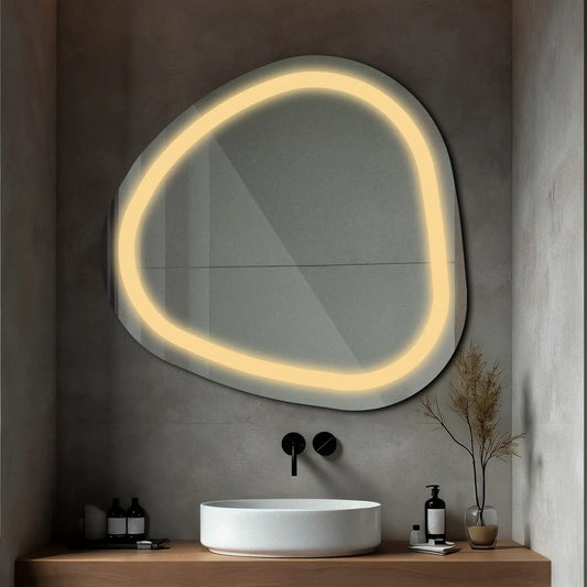 Irregular LED Mirror | Wall Switch Control | Warm White Light - Reyze Salono Series Model 1