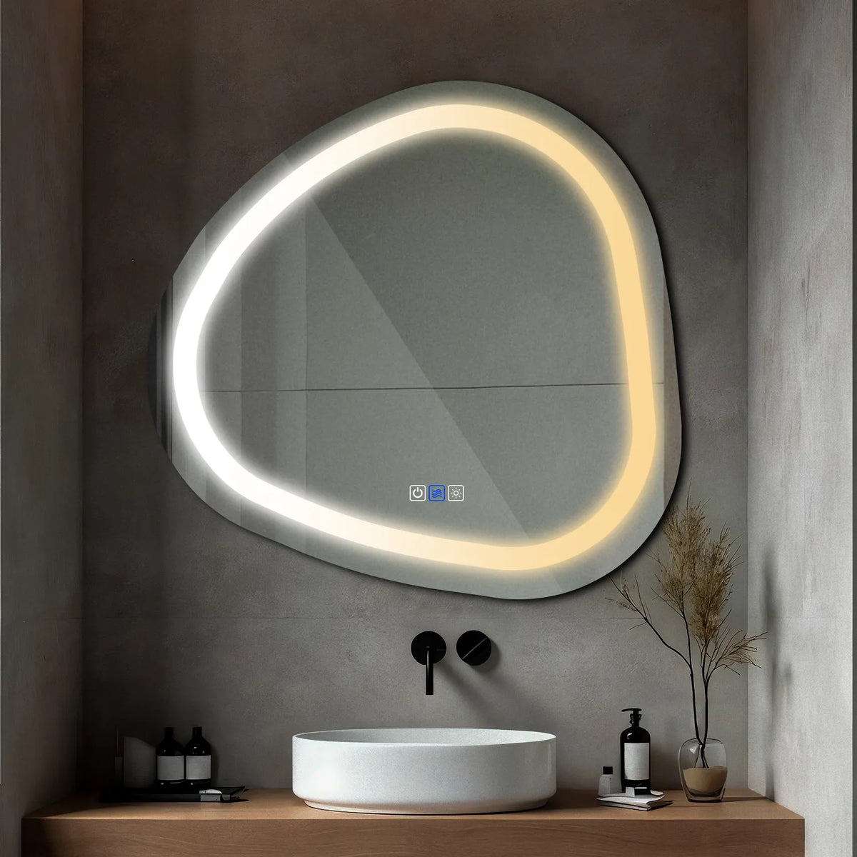Irregular LED Mirror | Touch Buttons | Anti-Fog Function | Adjustable Color Temperature - Reyze Salono Series Model 1