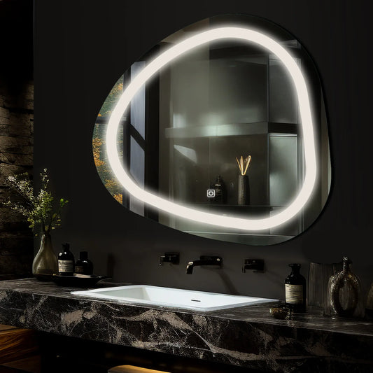 Irregular LED Mirror | Touch Button | Neutral White Light - Reyze Salono Series Model 1