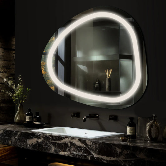 Irregular LED Mirror | Wall Switch Control | Neutral White Light - Reyze Salono Series Model 1
