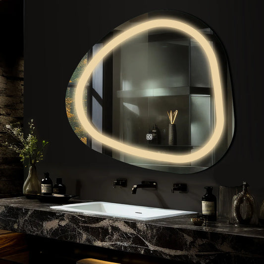 Irregular LED Mirror | Touch Button | Warm White Light - Reyze Salono Series Model 1