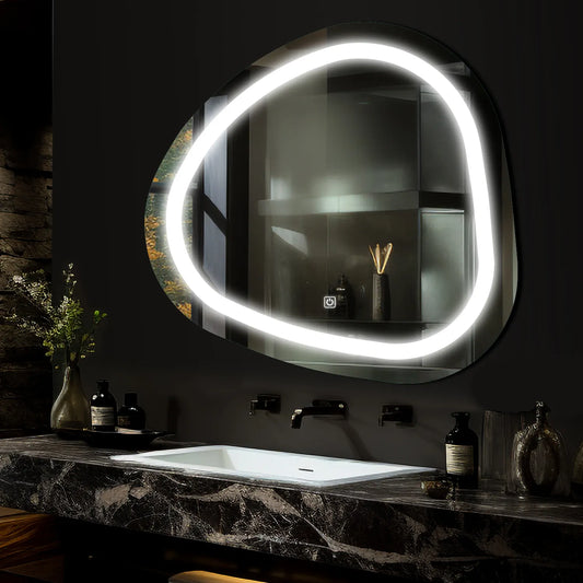 Irregular LED Mirror | Touch Button | Cool White Light - Reyze Salono Series Model 1