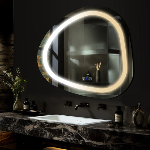 Irregular LED Mirror | Touch Buttons | Anti-Fog Function | Adjustable Color Temperature - Reyze Salono Series Model 1