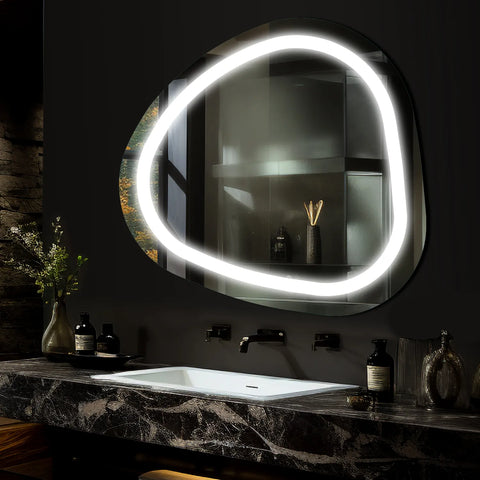 Irregular LED Mirror | Wall Switch Control | Cool White Light - Reyze Salono Series Model 1