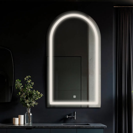 Semi-Oval 2 LED Mirror | Touch Button | Neutral White Light - Reyze Salono Series Model 1