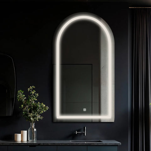 Semi-Oval 2 LED Mirror | Touch Button | Neutral White Light - Reyze Salono Series Model 1
