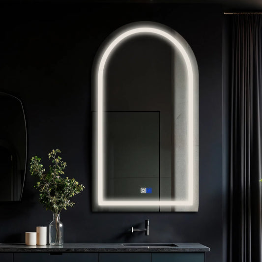 Semi-Oval 2 LED Mirror | Touch Buttons | Anti-Fog Function | Neutral White Light - Reyze Salono Series Model 1