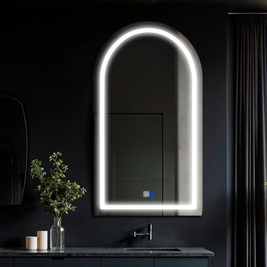 Semi-Oval 2 LED Mirror | Touch Buttons | Anti-Fog Function | Cool White Light - Reyze Salono Series Model 1