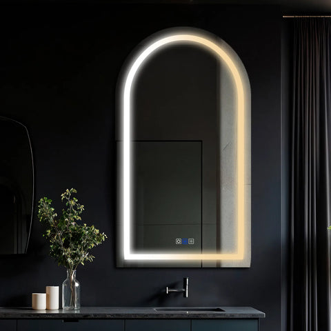 Semi-Oval 2 LED Mirror | Touch Buttons | Anti-Fog Function | Adjustable Color Temperature - Reyze Salono Series Model 1