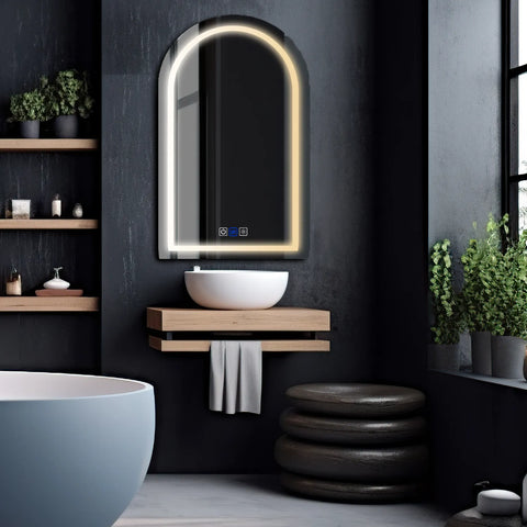 Semi-Oval 2 LED Mirror | Touch Buttons | Anti-Fog Function | Adjustable Color Temperature - Reyze Salono Series Model 1