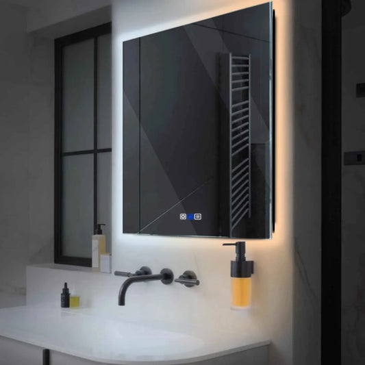 Square LED Mirror | Touch Buttons | Anti-Fog Function | Adjustable Color Temperature - Reyze Ambient Series Model 1