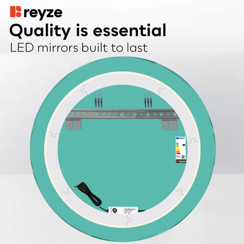 Round LED Mirror | Wall Switch Control | Cool White Light - Reyze Ambient Series Model 1
