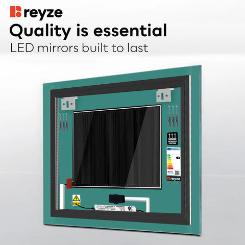 Square LED Mirror | Touch Buttons | Anti-Fog Function | Cool White Light - Reyze Ambient Series Model 1