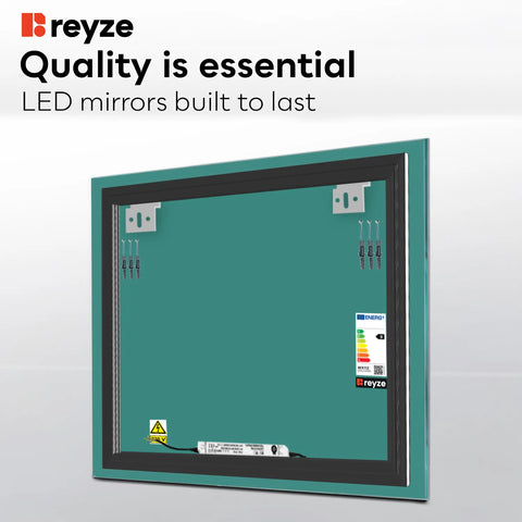 Square LED Mirror | Wall Switch Control | Warm White Light - Reyze Ambient Series Model 1