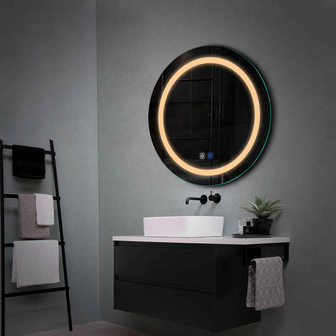 Round LED Mirror | Touch Buttons | Anti-Fog Function | Warm White Light - Reyze Salono Series Model 1