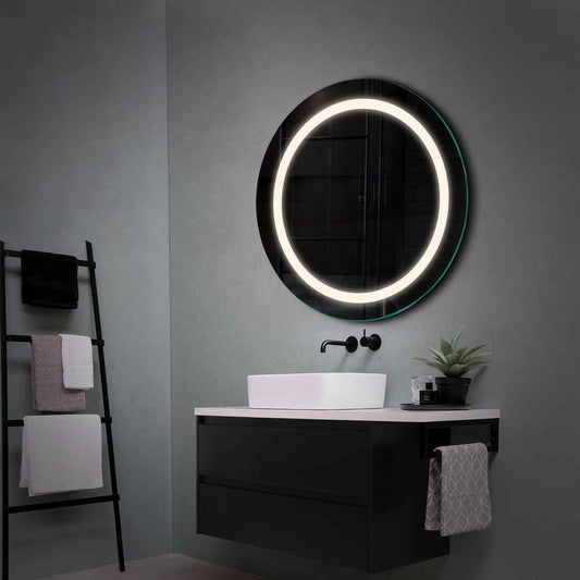 Round LED Mirror | Wall Switch Control | Neutral White Light - Reyze Salono Series Model 1