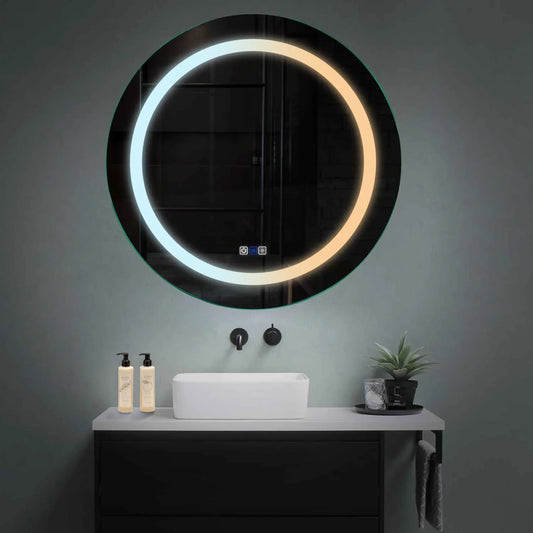 Round LED Mirror | Touch Buttons | Anti-Fog Function | Adjustable Color Temperature - Reyze Salono Series Model 1