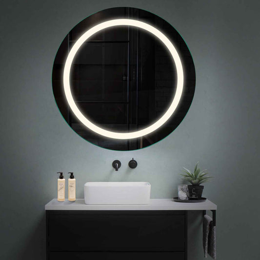 Round LED Mirror | Wall Switch Control | Neutral White Light - Reyze Salono Series Model 1